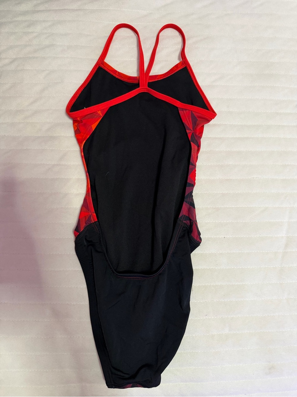 Nike Red and Black Geometric Athletic One-Piece Swimsuit - Picture 2 of 2